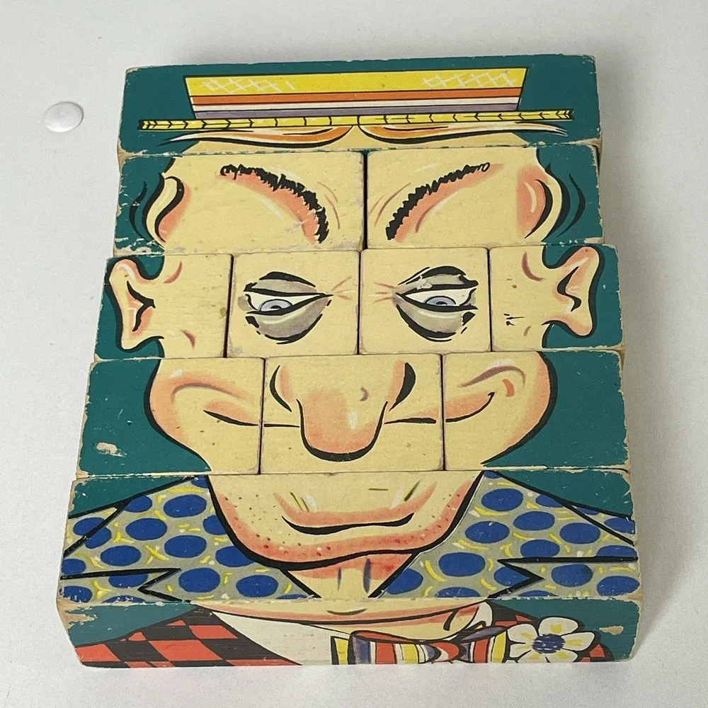 Changeable Charlie Wood Block‎ Vintage 1948 Puzzle Game American Toy Gaston Mfg